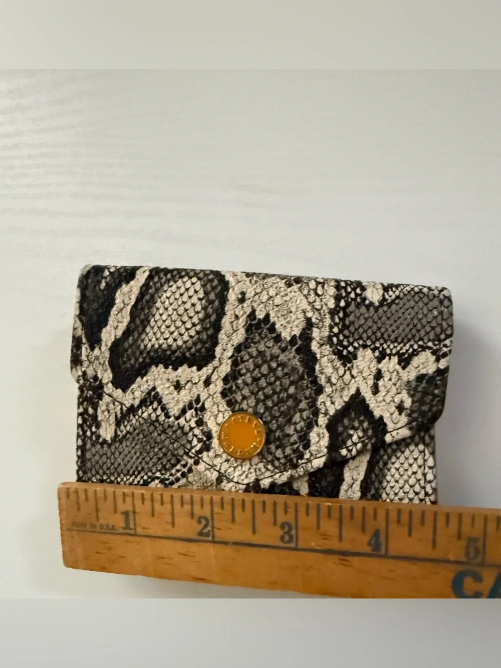 Snake-Print Card & Key Holder Wallet - Black & Cream